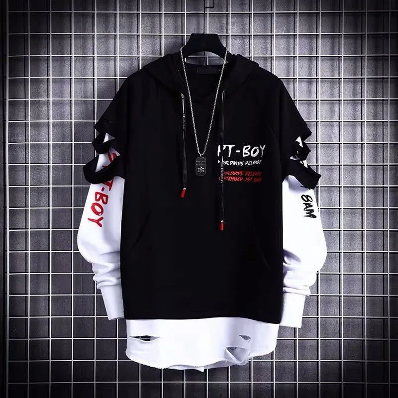 Naschkater Distressed Hoodie // Streetwear Overlay // - Naschkater
