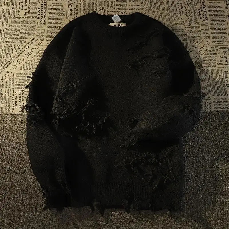 Nachrichten Features Trends 2024 koreanischen Stil Kleidung Rundhals ausschnitt Strick Mode übergroße Herbst Winter Pullover Quasten Loch Pullover