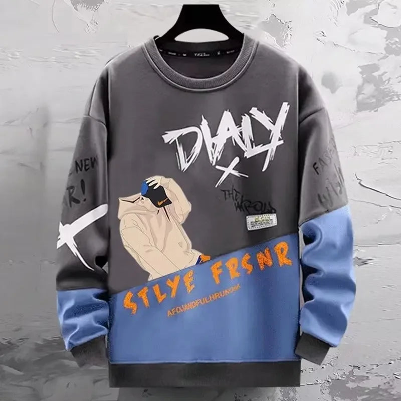 Cooler Herren-Hoodie mit Fake-Zweiteiler-Design, Frühling-Herbst Neue Koreanische Version, Modische Jugendliche Studenten-Jacke