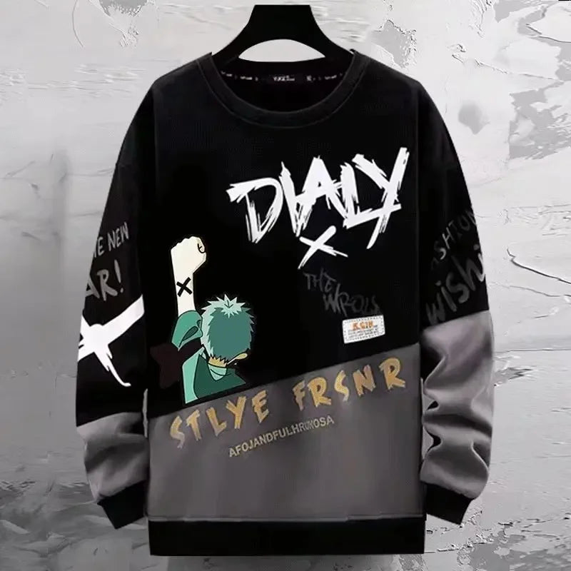 Cooler Herren-Hoodie mit Fake-Zweiteiler-Design, Frühling-Herbst Neue Koreanische Version, Modische Jugendliche Studenten-Jacke