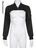 Naschkater Techwear Bolero // Black Cyber Crop Top - Naschkater