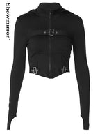 Naschkater Techwear Cropped Jacke // Buckle Up // Schwarz - Naschkater