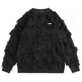 Winter Herren Ripped Fringe Raw Edge Pullover Hip Hop Mode Strickwaren Pullover Y2K Vintage Streetwear Gestrickte Jersey Kleidung