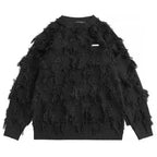 Winter Herren Ripped Fringe Raw Edge Pullover Hip Hop Mode Strickwaren Pullover Y2K Vintage Streetwear Gestrickte Jersey Kleidung