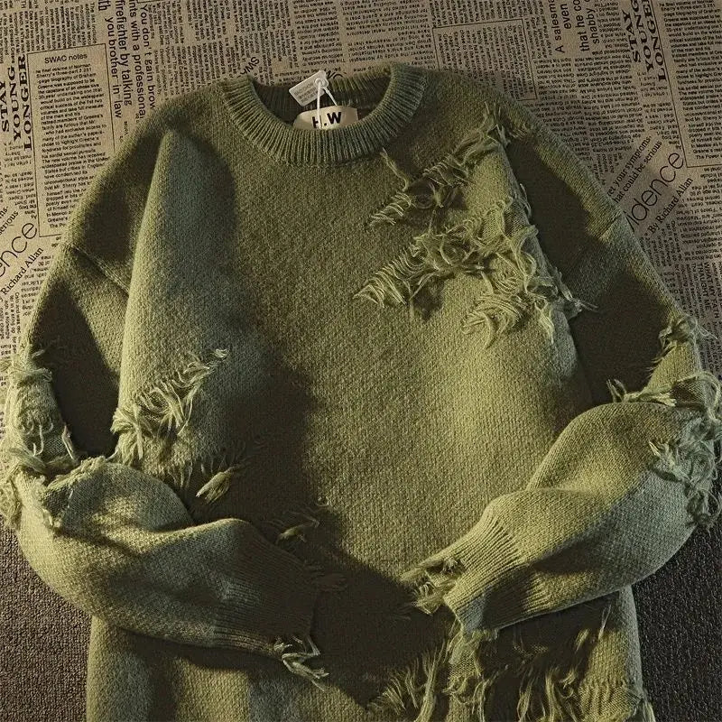 Nachrichten Features Trends 2024 koreanischen Stil Kleidung Rundhals ausschnitt Strick Mode übergroße Herbst Winter Pullover Quasten Loch Pullover
