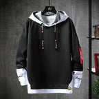 Cooler Herren-Hoodie mit Fake-Zweiteiler-Design, Frühling-Herbst Neue Koreanische Version, Modische Jugendliche Studenten-Jacke