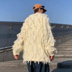 Winter Herren Ripped Fringe Raw Edge Pullover Hip Hop Mode Strickwaren Pullover Y2K Vintage Streetwear Gestrickte Jersey Kleidung