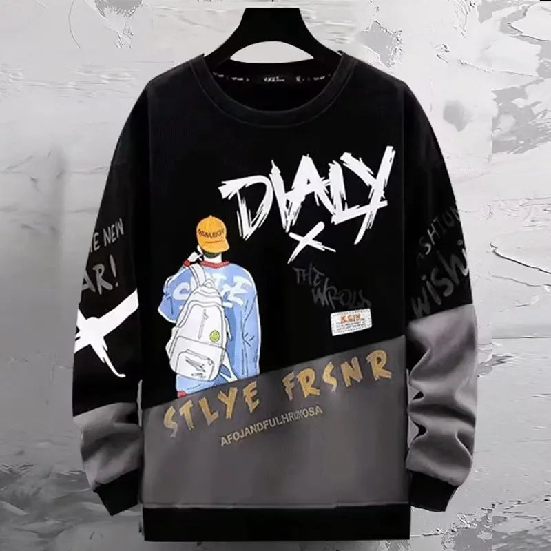 Cooler Herren-Hoodie mit Fake-Zweiteiler-Design, Frühling-Herbst Neue Koreanische Version, Modische Jugendliche Studenten-Jacke