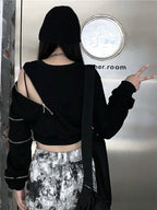 Naschkater Techwear Crop Top // Zipper Detail // Asymmetrisch - Naschkater
