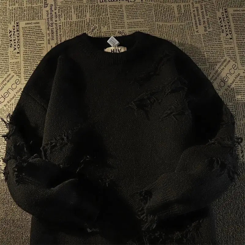 Nachrichten Features Trends 2024 koreanischen Stil Kleidung Rundhals ausschnitt Strick Mode übergroße Herbst Winter Pullover Quasten Loch Pullover