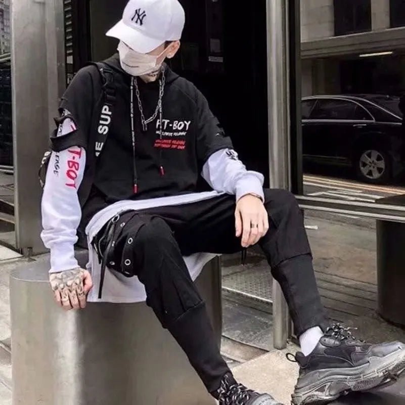 Naschkater Distressed Hoodie // Streetwear Overlay // - Naschkater