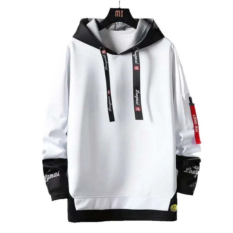 Cooler Herren-Hoodie mit Fake-Zweiteiler-Design, Frühling-Herbst Neue Koreanische Version, Modische Jugendliche Studenten-Jacke