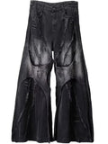 Herren Y2K Baggy Flare Jeans im Harajuku Japanischen 2000er-Stil, Patchwork-Denim-Hose, Vintage Oversize Cargo Jeans