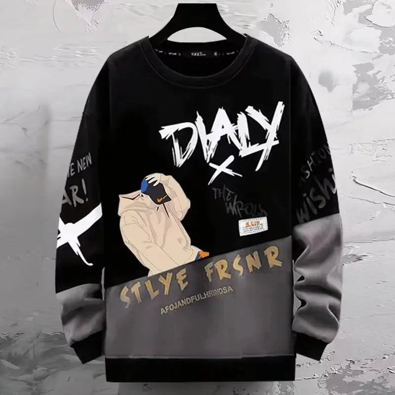 Cooler Herren-Hoodie mit Fake-Zweiteiler-Design, Frühling-Herbst Neue Koreanische Version, Modische Jugendliche Studenten-Jacke
